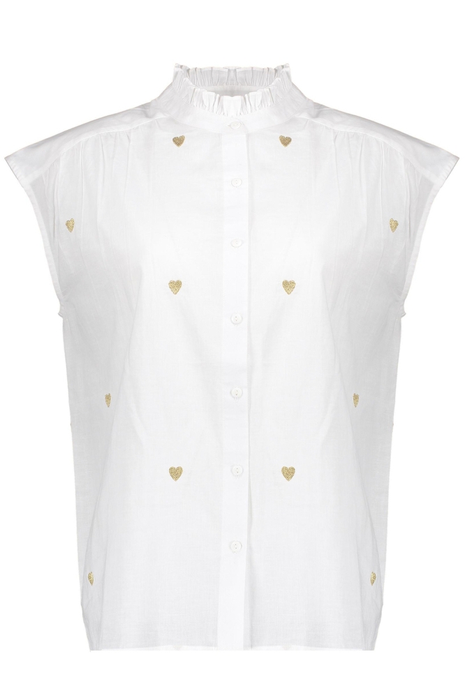 BLOUSE MET BRODERIE HARTJES 53341 81 000010 OFF-WHITE/GOLD